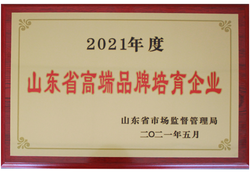 2021年度山東省高端品牌培育企業(yè)